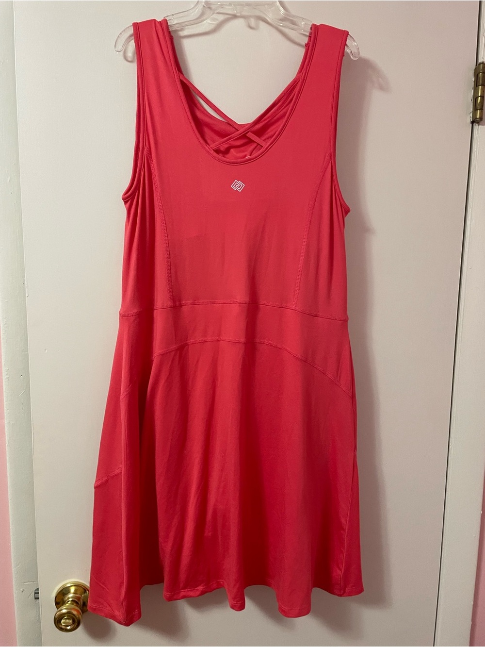 Women's Sleeveless Coral A-Line athletic Dress - Picture 2 of 4